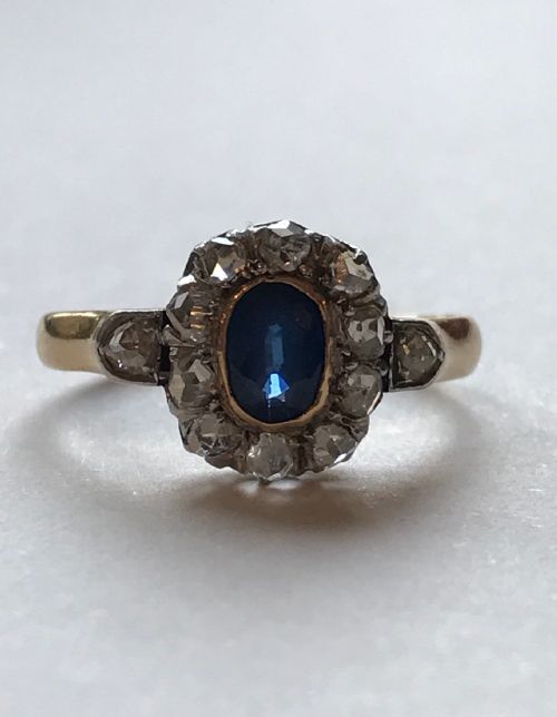 A VICTORIAN ROSE CUT DIAMOND AND SAPPHIRE - ADDITIONAL PHOTO 5