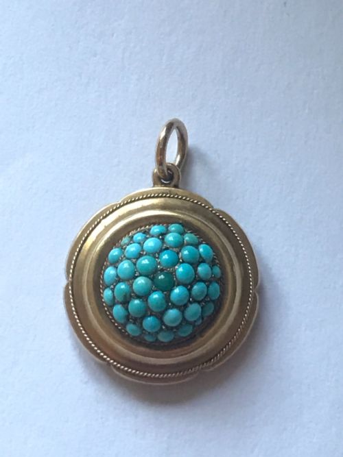 victorian turquoise 18ct gold pendant - CATEGORY: ANTIQUE JEWELLERY - DATED 19TH CENTURY