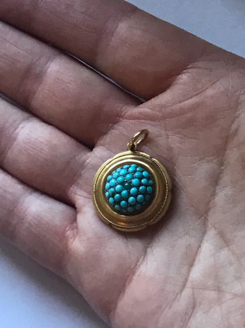 VICTORIAN TURQUOISE 18CT GOLD PENDANT - ADDITIONAL PHOTO 2