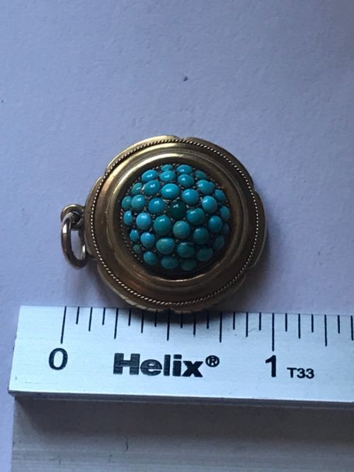 VICTORIAN TURQUOISE 18CT GOLD PENDANT - ADDITIONAL PHOTO 3