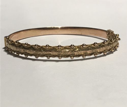 edwardian rose gold engraved bangle - CATEGORY: ANTIQUE JEWELLERY - DATED EDWARDIAN