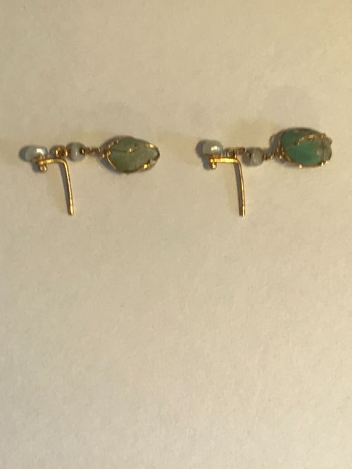 EDWARDIAN TURQUOISE AND NATURAL PEARL EARRINGS - ADDITIONAL PHOTO 1