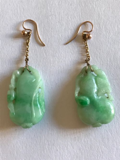 JADE GOURD ANTIQUE EARRINGS - ADDITIONAL PHOTO 2