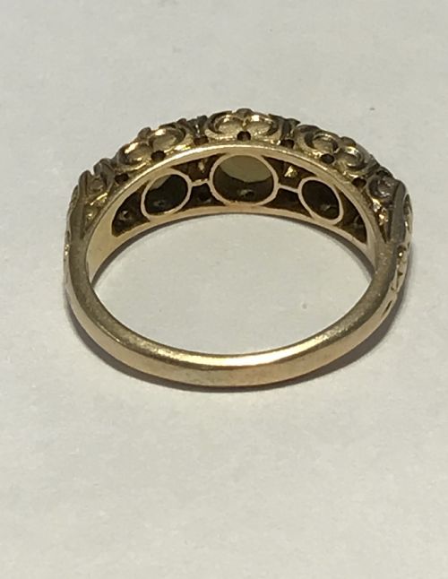 A PEARL AND ROSE CUT DIAMOND ANTIQUE 14CT GOLD VICTORIAN RING - ADDITIONAL PHOTO 2