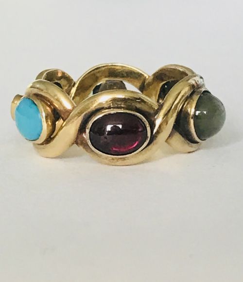 a multigem arts and crafts multigem ring 18k - CATEGORY: ANTIQUE JEWELLERY - DATED 19TH CENTURY