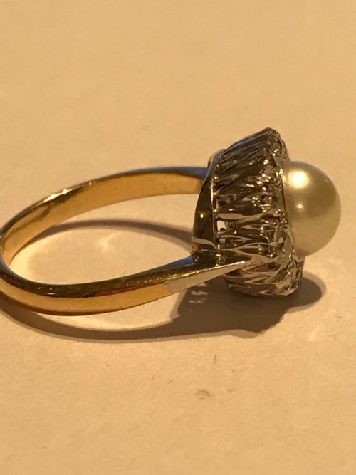 OLD CUT DIAMOND AND PEARL RING - ADDITIONAL PHOTO 1