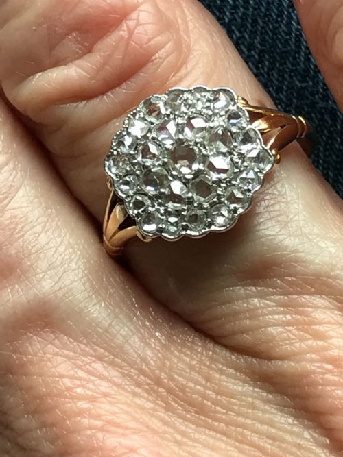 ANTIQUE EARLY 20TH CENTURY DIAMOND CLUSTER RING - ADDITIONAL PHOTO 4