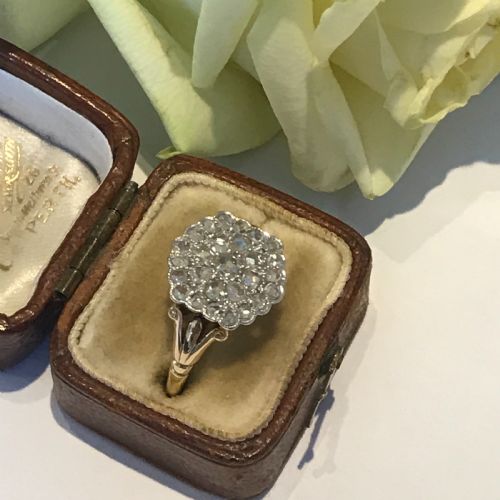 ANTIQUE EARLY 20TH CENTURY DIAMOND CLUSTER RING - ADDITIONAL PHOTO 5