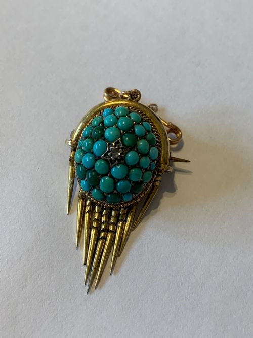 victorian turquoise brooch antique brooch - CATEGORY: ANTIQUE JEWELLERY - DATED VICTORIAN