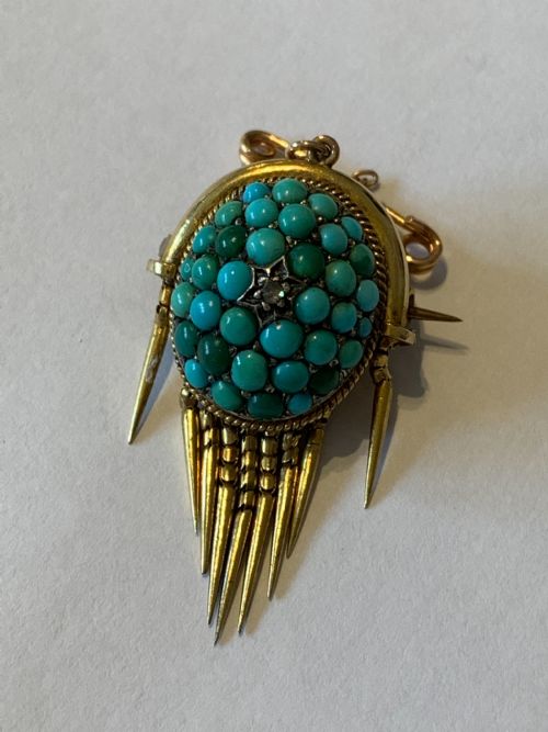 VICTORIAN TURQUOISE BROOCH ANTIQUE BROOCH - ADDITIONAL PHOTO 2
