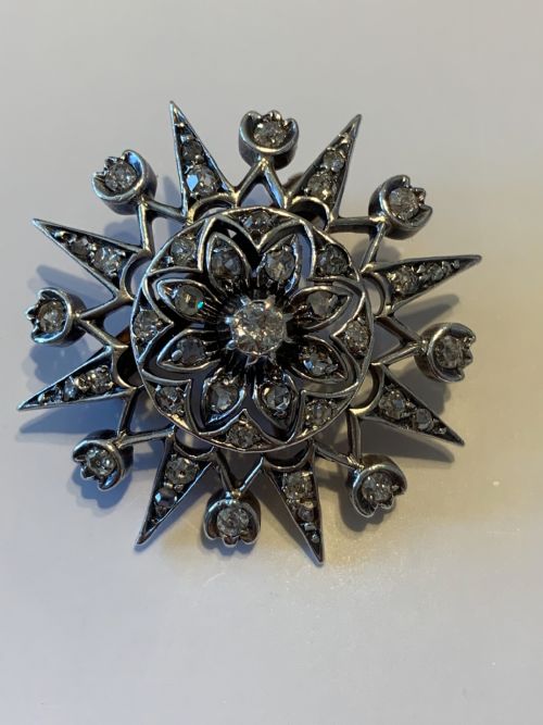victorian diamond star brooch - CATEGORY: ANTIQUE JEWELLERY - DATED VICTORIAN
