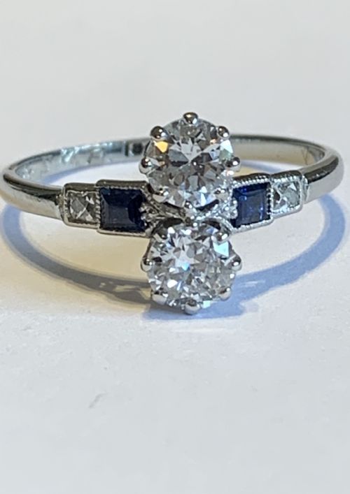 DIAMOND AND SAPPHIRE ART DECO RING - ADDITIONAL PHOTO 1
