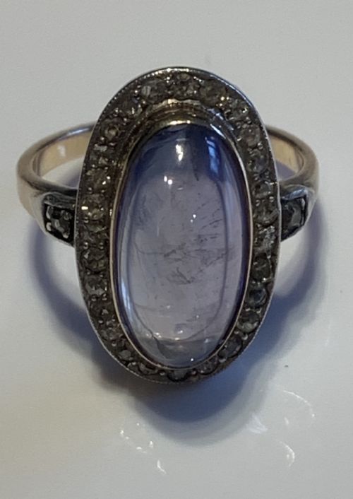 EDWARDIAN SAPPHIRE AND DIAMOND CABOCHON RING - ADDITIONAL PHOTO 2