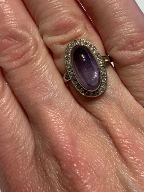 EDWARDIAN SAPPHIRE AND DIAMOND CABOCHON RING - ADDITIONAL PHOTO 4