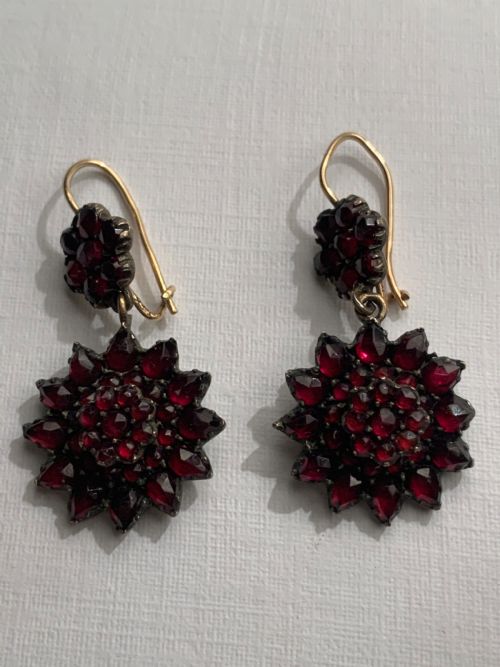 BOHEMIAN GARNET ROSE CUT ANTIQUE EARRINGS - ADDITIONAL PHOTO 2