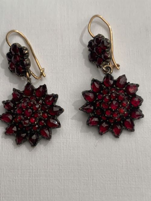 BOHEMIAN GARNET ROSE CUT ANTIQUE EARRINGS - ADDITIONAL PHOTO 5
