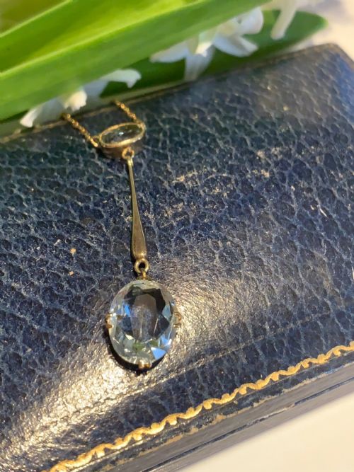 EDWARDIAN AQUAMARINE 15K GOLD NECLACE - ADDITIONAL PHOTO 6