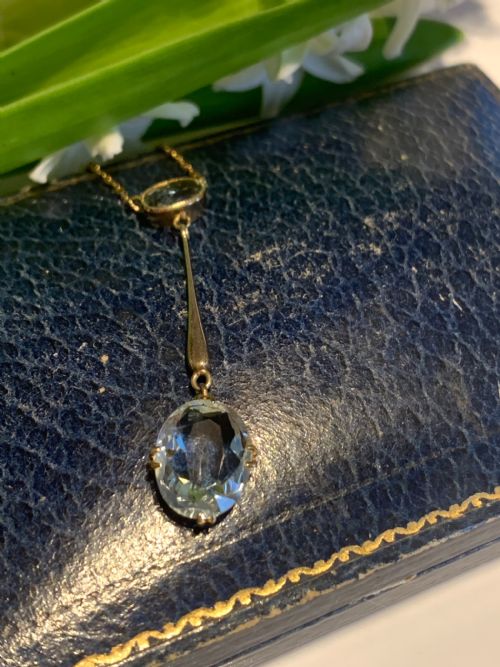 EDWARDIAN AQUAMARINE 15K GOLD NECLACE - ADDITIONAL PHOTO 7