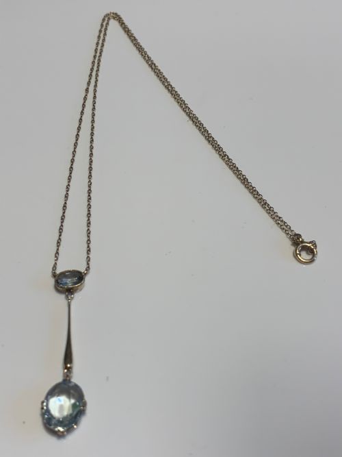 EDWARDIAN AQUAMARINE 15K GOLD NECLACE - ADDITIONAL PHOTO 10