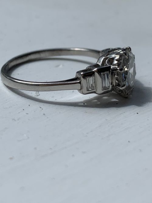 PLATINUM AND DIAMOND ART DECO ENGAGEMENT RING - ADDITIONAL PHOTO 2
