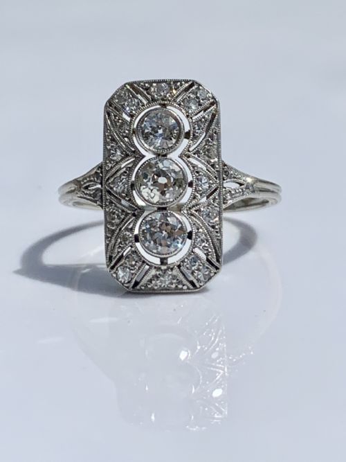 art deco diamond panel ring - CATEGORY: ANTIQUE JEWELLERY - DATED 1920