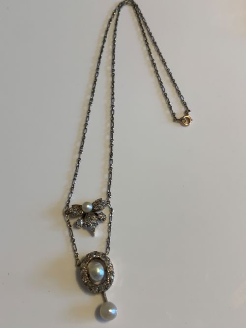 EDWARDIAN DIAMOND AND PEARL NECKLACE - ADDITIONAL PHOTO 6