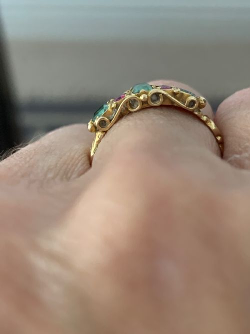 GEORGIAN EMERALD AND RUBY RING - ADDITIONAL PHOTO 2