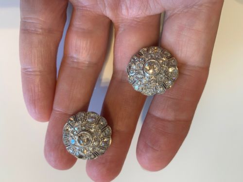 DIAMOND OLD CUT 1940S EARRINGS - ADDITIONAL PHOTO 3