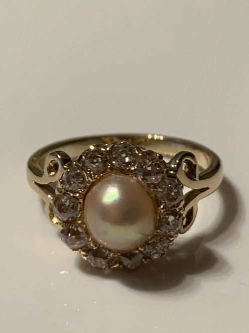 antique rose cut diamond and pearl ring - CATEGORY: ANTIQUE JEWELLERY - DATED VICTORIAN