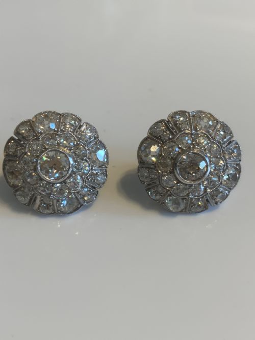 diamond old cut 1940s earrings - CATEGORY: ANTIQUE JEWELLERY - DATED 1940