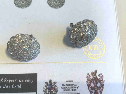 DIAMOND OLD CUT 1940S EARRINGS - ADDITIONAL PHOTO 5