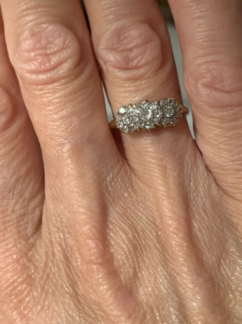 EDWARDIAN TRIPLE DAISYHEAD CLUSTER RING - ADDITIONAL PHOTO 3