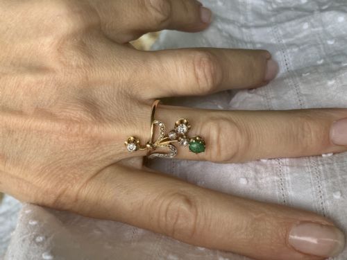 ANTIQUE RUSSIAN DIAMOND AND TURQUOISE BELLE POQUE RING - ADDITIONAL PHOTO 3