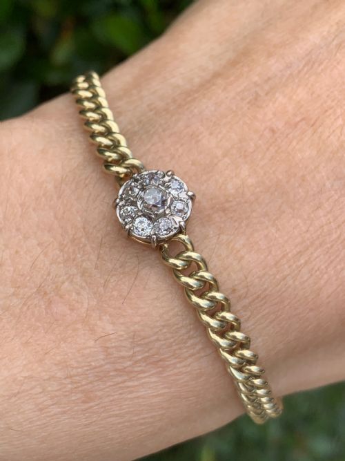 OLD EUROPEAN CUT DIAMOND GOLD BRACELET - ADDITIONAL PHOTO 1