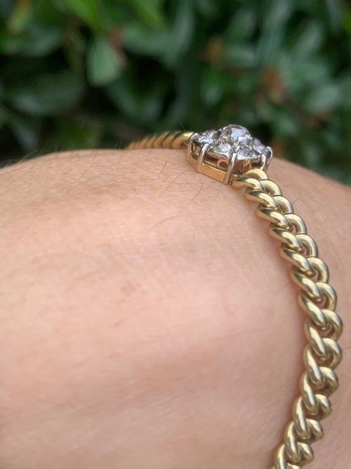 OLD EUROPEAN CUT DIAMOND GOLD BRACELET - ADDITIONAL PHOTO 2