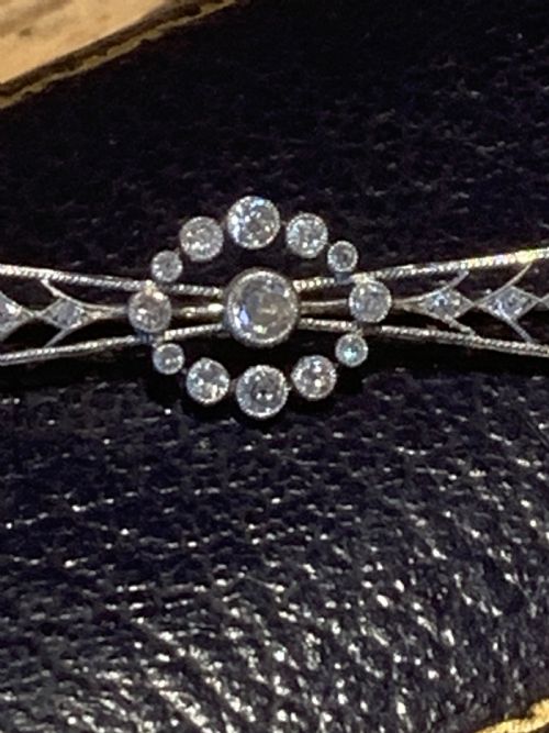 PLATINUM AND DIAMOND ANTIQUE BAR BROOCH - ADDITIONAL PHOTO 2