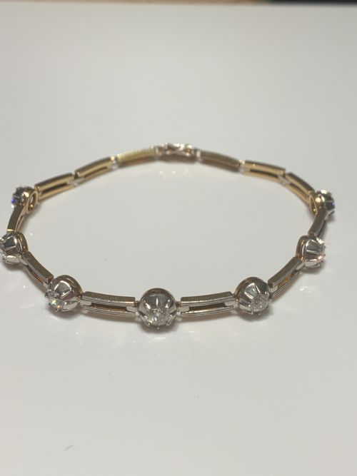 platinum and gold 15ct diamond art deco bracelet - CATEGORY: ANTIQUE JEWELLERY - DATED 1920
