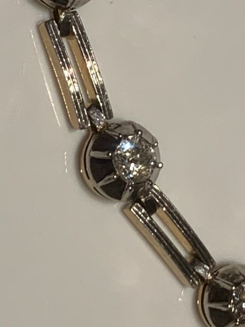 PLATINUM AND GOLD 15CT DIAMOND ART DECO BRACELET - ADDITIONAL PHOTO 4