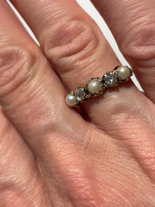 ANTIQUE PEARL AND DIAMOND EARLY 20TH CENTURY 18CT RING - ADDITIONAL PHOTO 1
