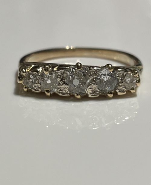 VICTORIAN OLD EUROPEAN CUT DIAMOND FIVE STONE RING - ADDITIONAL PHOTO 3