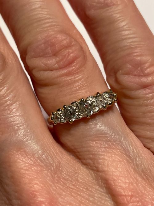 VICTORIAN OLD EUROPEAN CUT DIAMOND FIVE STONE RING - ADDITIONAL PHOTO 1