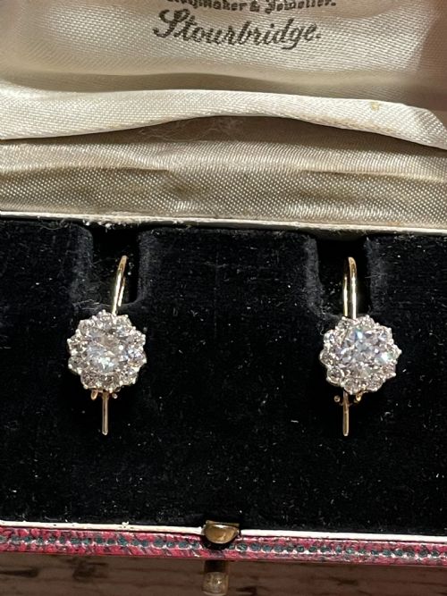 25CT VICTORIAN ANTIQUE OLD CUT DIAMOND EARRINGS - ADDITIONAL PHOTO 1