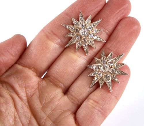 VICTORIAN DIAMOND STAR EARRINGS - ADDITIONAL PHOTO 2