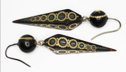 VICTORIAN PIQUE TORTOISESHELL EARRINGS - ADDITIONAL PHOTO 3