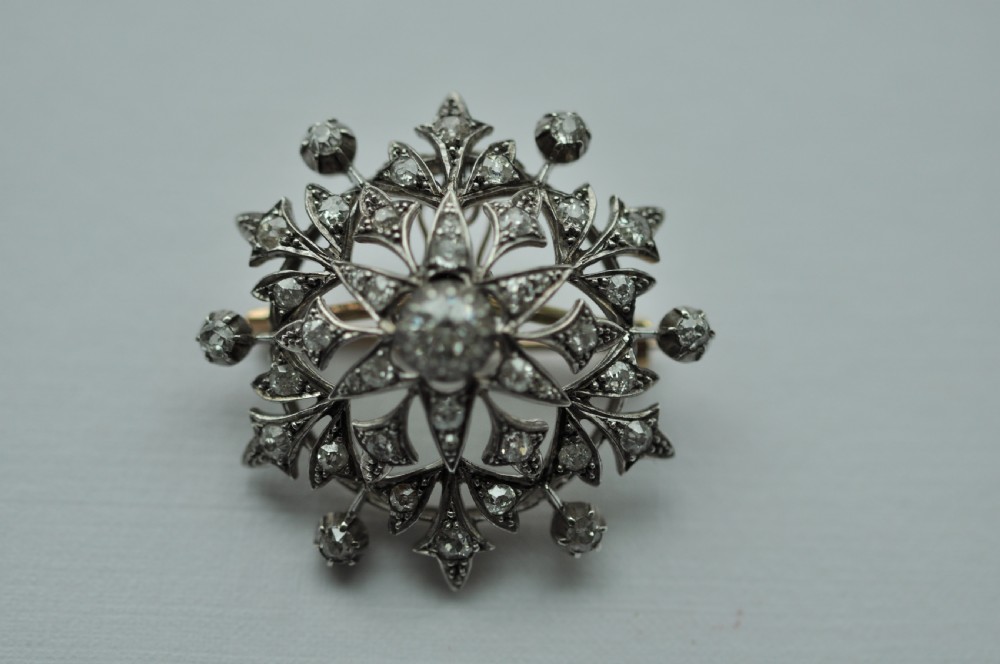 Victorian Starburst Diamond Brooch 