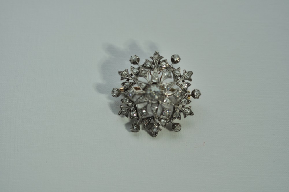 Victorian Starburst Diamond Brooch  View II