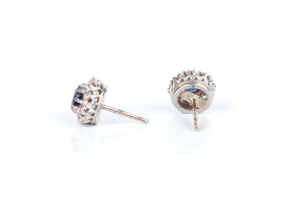 Sapphire and Diamond Earrings View II