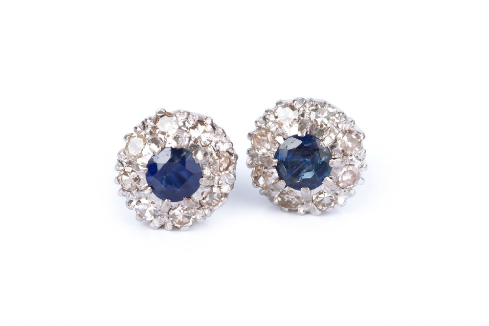 Sapphire and Diamond Earrings View III