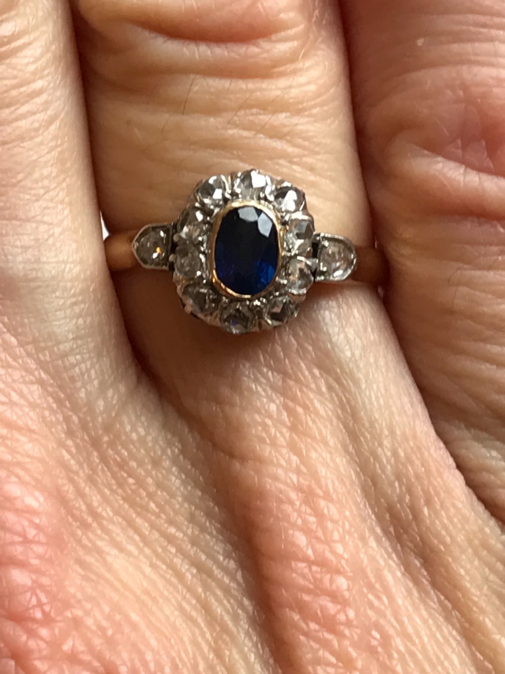 A Victorian Rose Cut Diamond and Sapphire View II