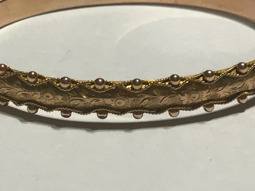 Edwardian Rose Gold Engraved Bangle View III
